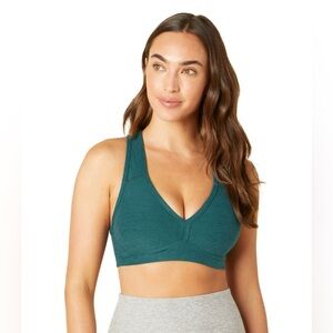 Beyond Yoga Spacedye Lift Your Spirits Bra in Deep Sea Heather size S